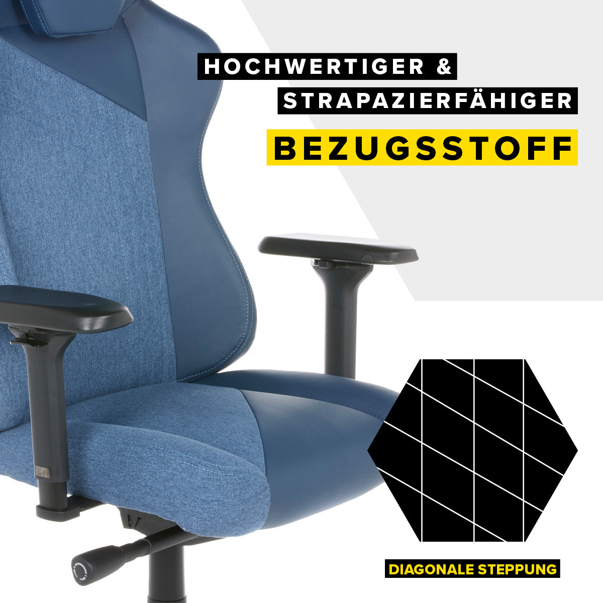 Hivar Gamingstuhl hochwertiger Bezug mit diagonaler Steppung