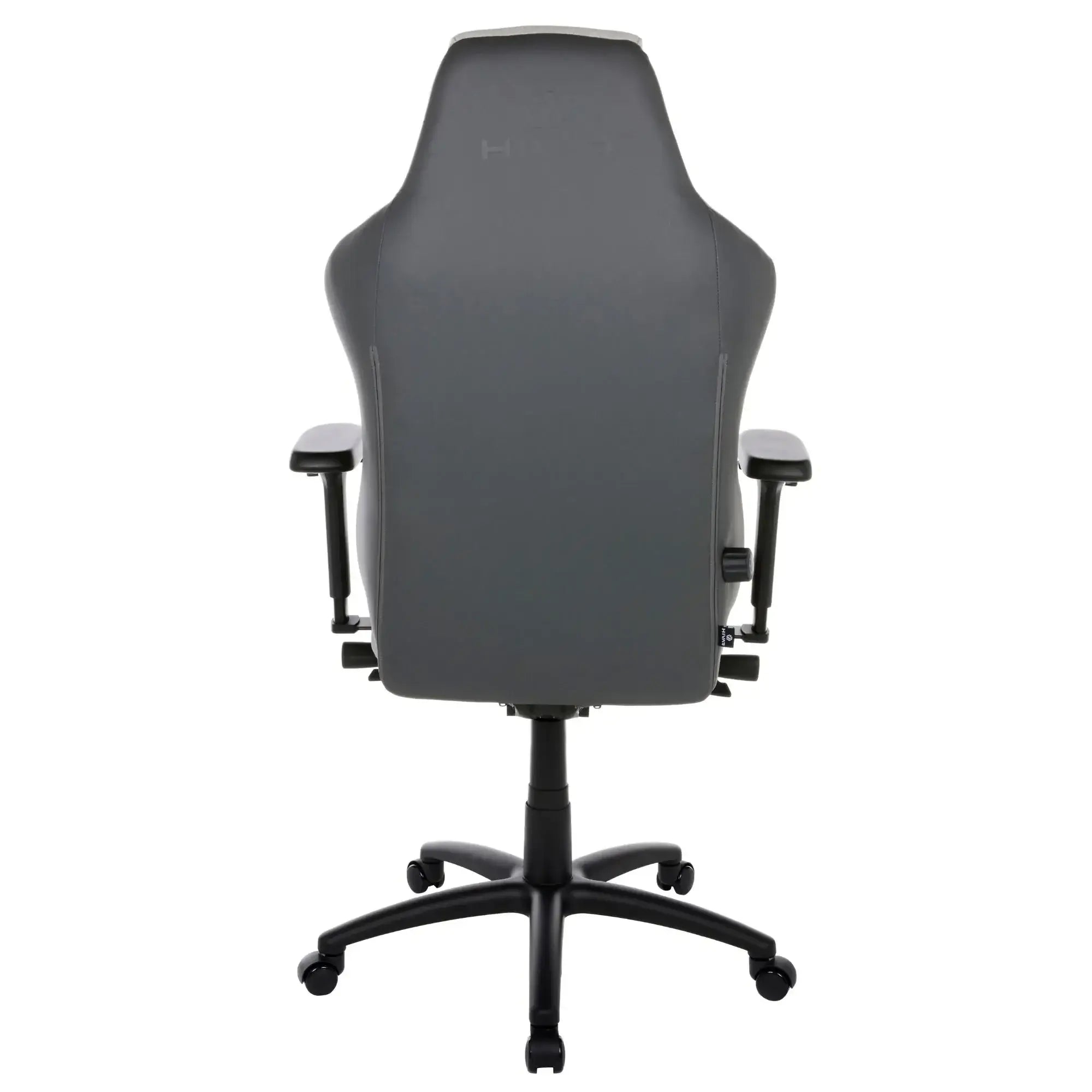 HIVAR Eqlipse Cloud Coal, Rückansicht – harmonische Optik mit hellgrauen Nähten, stabiles schwarzes Fußkreuz