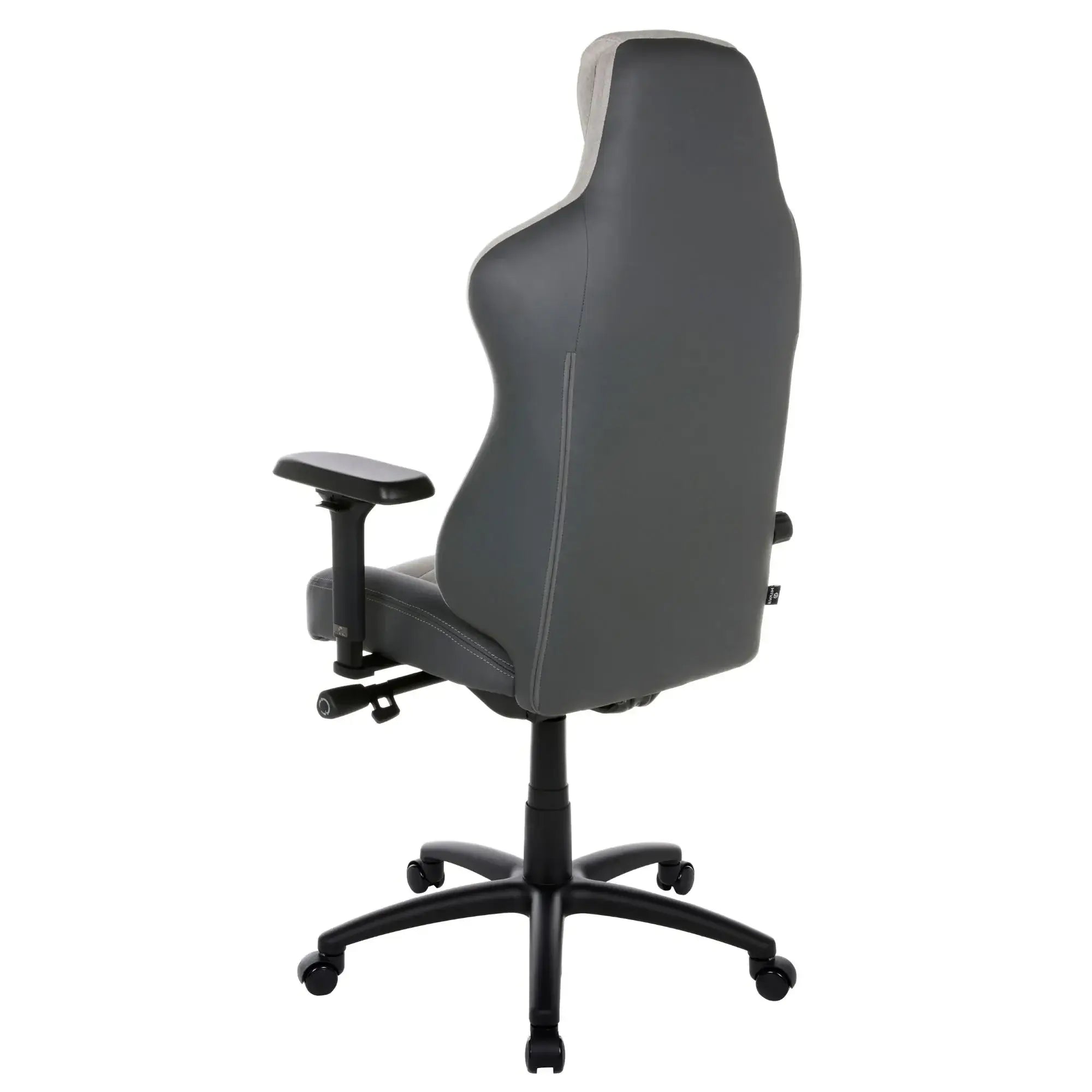 HIVAR Eqlipse Cloud Coal, linke Rückansicht – konturierte Rückenlehne, stabiles schwarzes Fußkreuz