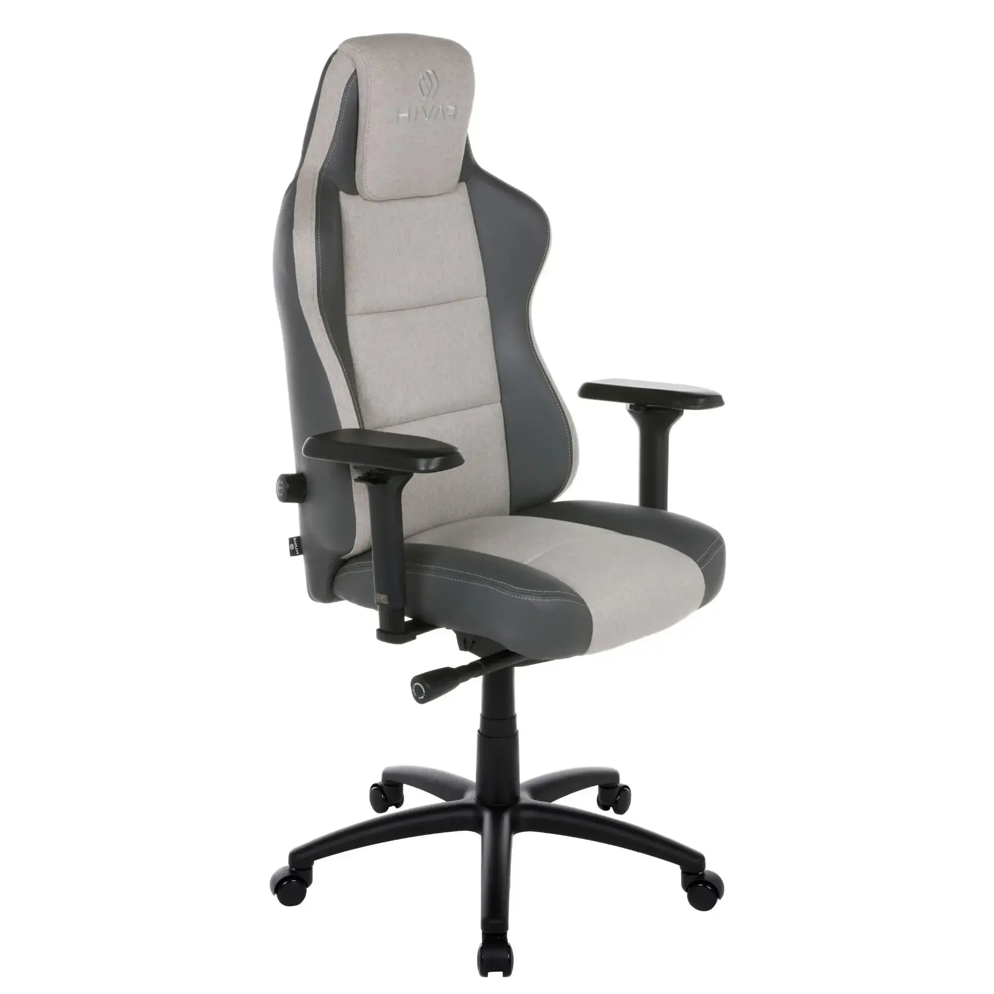 HIVAR Eqlipse Cloud Coal, rechte vordere Seitenansicht – dezentes Design, hochwertige Polsterung, schwarzes Fußkreuz