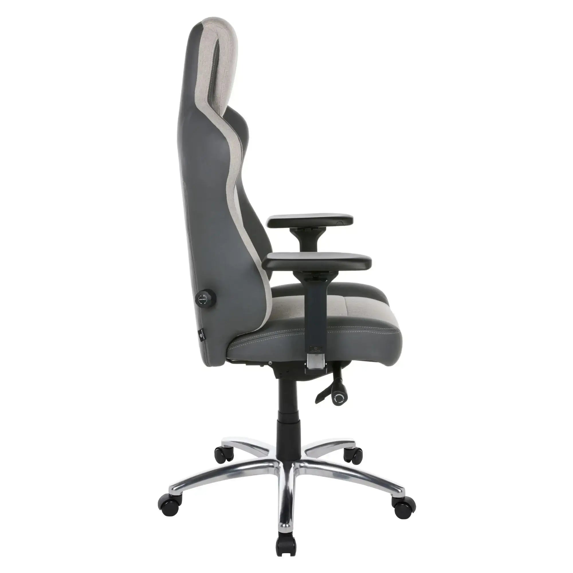 HIVAR Eqlipse Cloud Silver, rechte Seitenansicht – verstellbare Sitzposition, ergonomische Unterstützung, silbernes Fußkreuz
