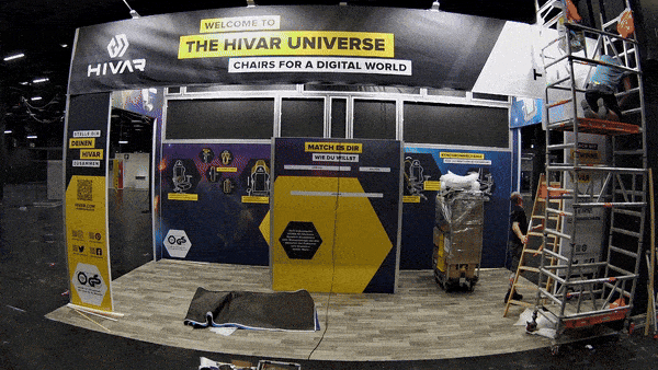HIVAR Gamescom 2023 – Animation des HIVAR Stands auf der Gamescom 2023 mit Aufbauzeitraffer