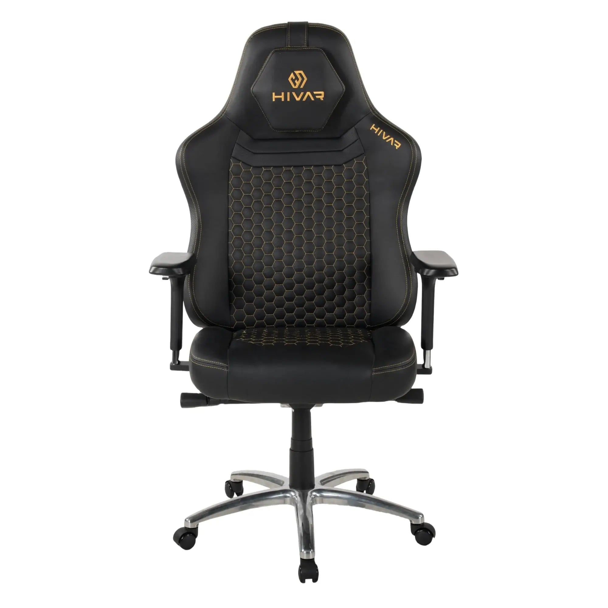 HIVAR Orbical XL Solaris Silver Vorderansicht - schwarzes Kunstleder, silbernes Fußkreuz, bis 180kg belastbar