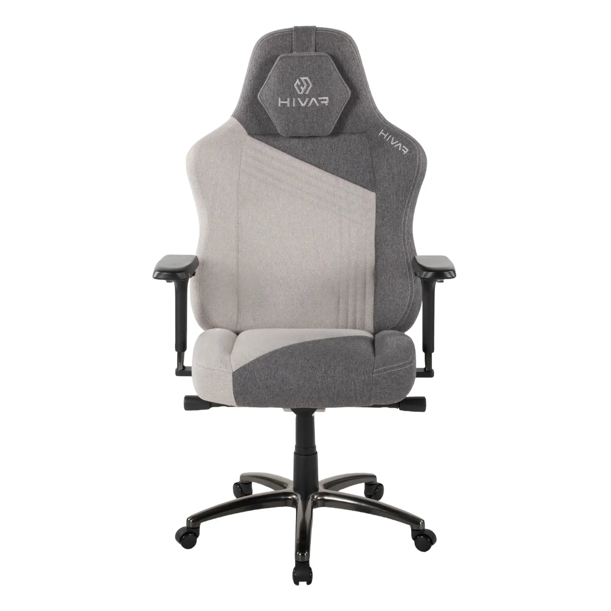 HIVAR Skylar XL Ash Obsidian Vorderansicht - eloxiertes Fußkreuz, moderne Kombination zwei Grautöne, wohnliches Design