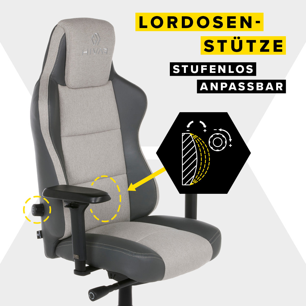 ergonomischer Gaming Stuhl mit Lordosenstütze