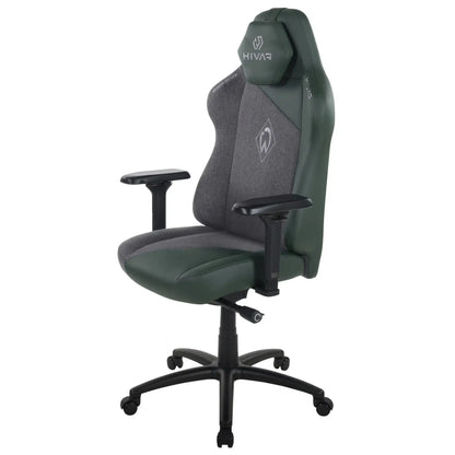 HIVAR Werder Bremen Edition Coal, linke Seitenansicht – ergonomische Rückenlehne, schwarze 4D-Armlehnen, stabiles Fußkreuz