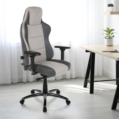 HIVAR Eqlipse Cloud Obsidian, rechte vordere Seitenansicht – dezentes Design vor modernem Büro / Homeoffice