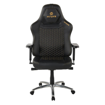 HIVAR Orbical XL Solaris Silver Vorderansicht - schwarzes Kunstleder, silbernes Fußkreuz, bis 180kg belastbar